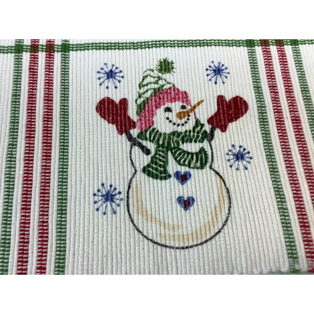 Dillards Trimmings  Woven Snowman Plaid Christmas Holiday Placemats‎ Set of 8